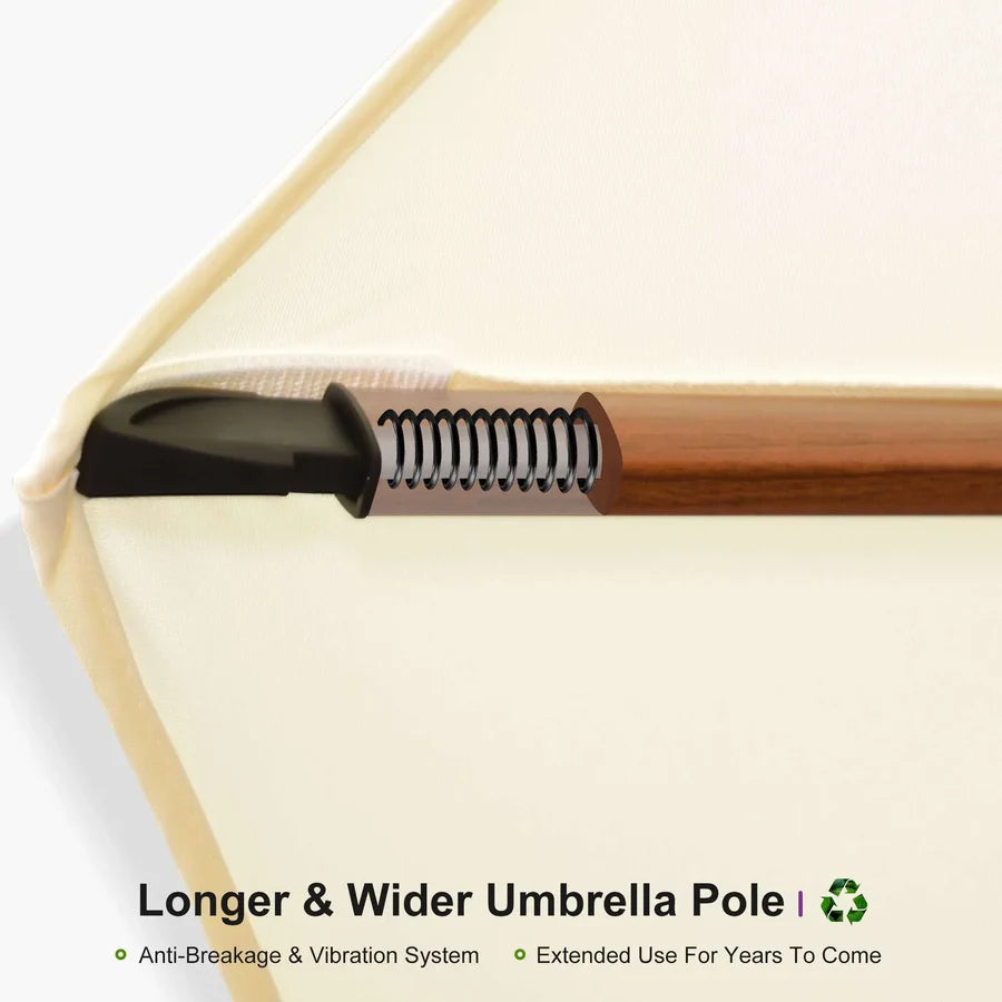 PURPLE LEAF Double Top Rectangle Aluminum Umbrellas in Wood Color