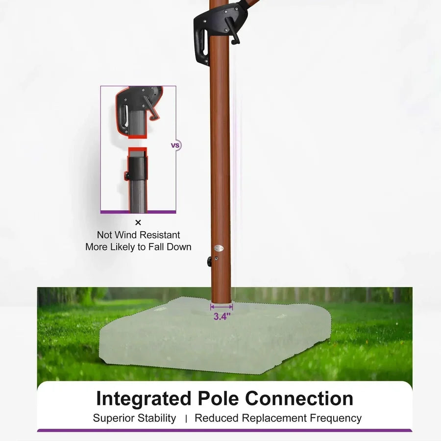 PURPLE LEAF Double Top Rectangle Aluminium Umbrellas in Wood Color
