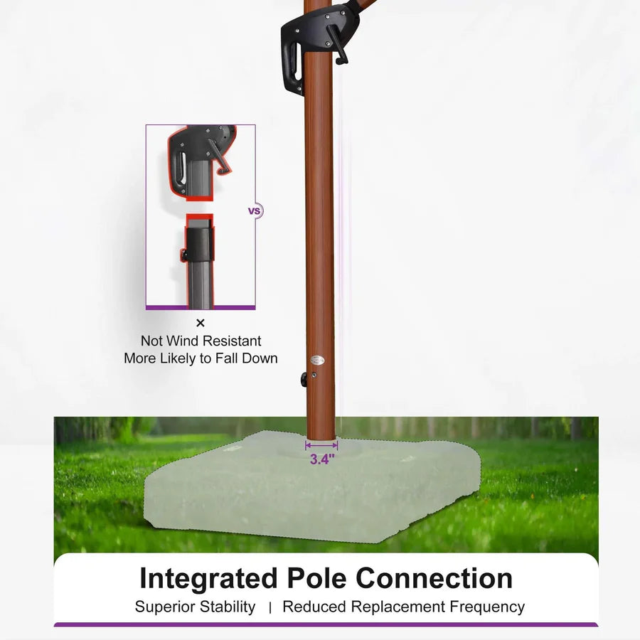 PURPLE LEAF Double Top Rectangle Aluminum Umbrellas in Wood Color