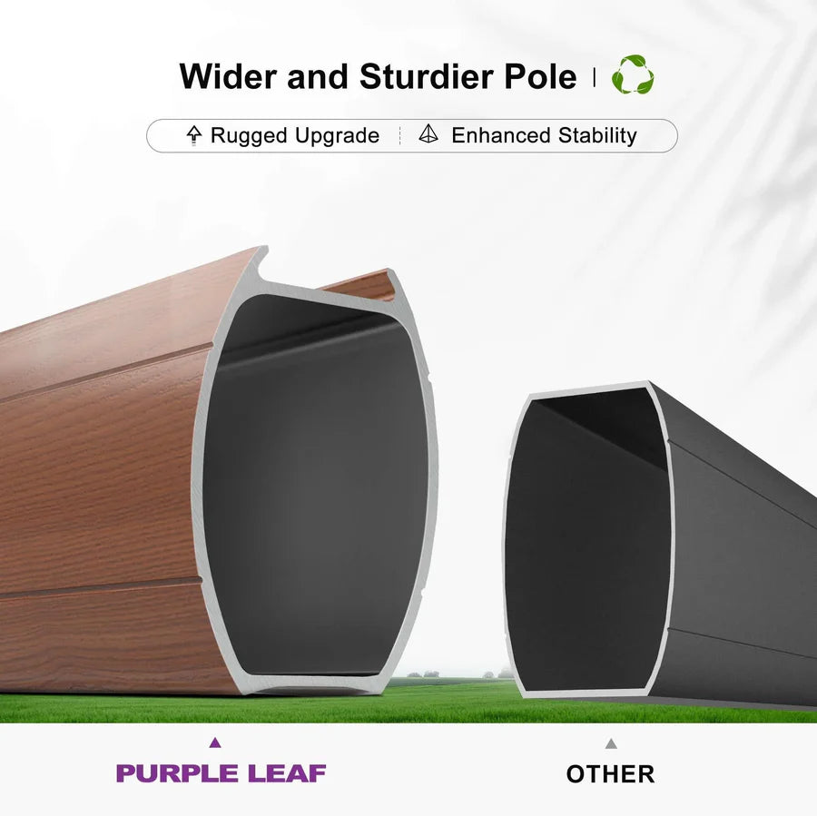 PURPLE LEAF Double Top Rectangle Aluminum Umbrellas in Wood Color