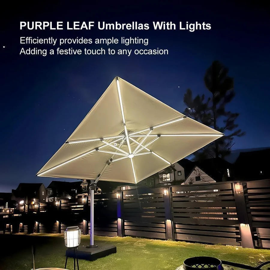 PURPLE LEAF Double Top Square Outdoor LED Umbrellas