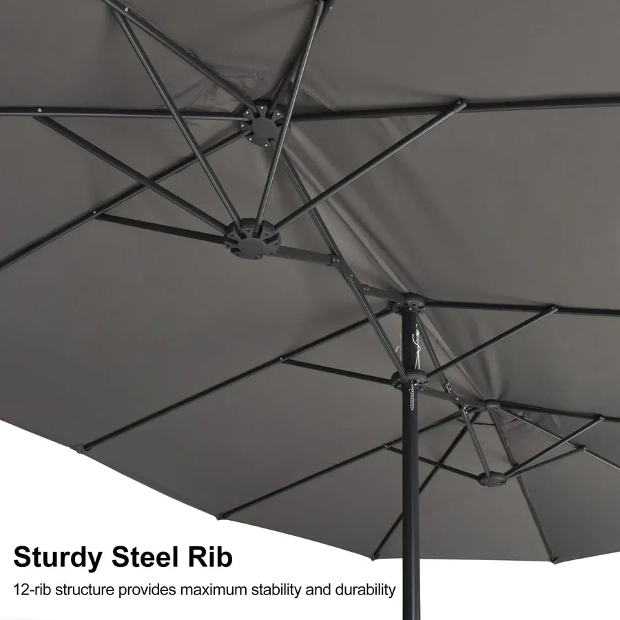PURPLE LEAF Table Umbrella Double Sided Rectangular Patio Market Umbrella with Base