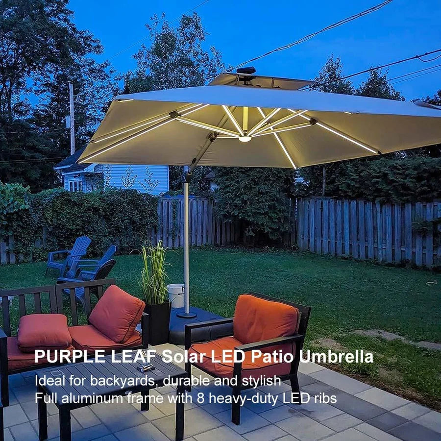 PURPLE LEAF Double Top Square Outdoor LED Umbrellas