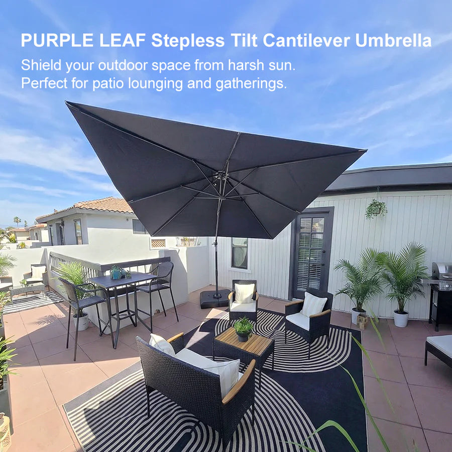 PURPLE LEAF Stepless Tilt Cantilever Umbrella Affordable Outdoor Patio Umbrella