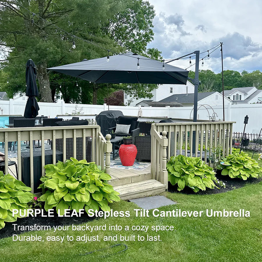 PURPLE LEAF Stepless Tilt Cantilever Umbrella Affordable Outdoor Patio Umbrella