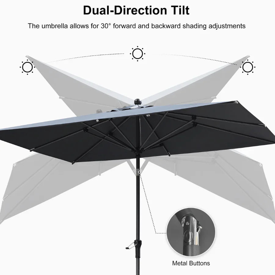 PURPLE LEAF Porch Table Umbrella with Crank and Tilt, Market Patio Umbrella