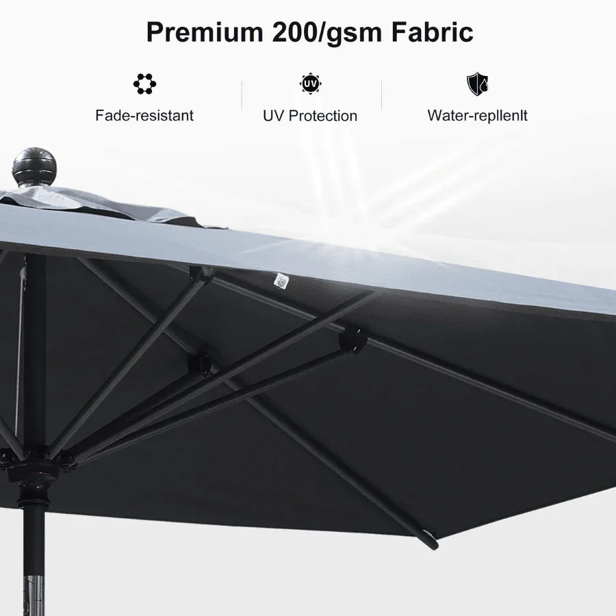 PURPLE LEAF Porch Table Umbrella with Crank and Tilt, Market Patio Umbrella