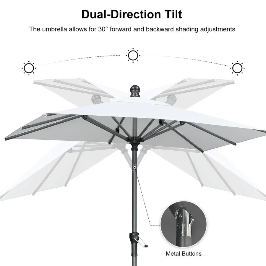 PURPLE LEAF Porch Table Umbrella with Crank and Tilt, Market Patio Umbrella