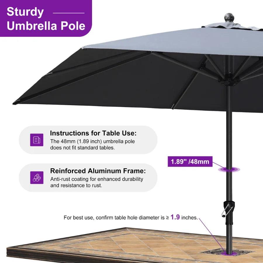PURPLE LEAF Aluminum Market Patio Umbrella Commercial Outdoor Garden Umbrella