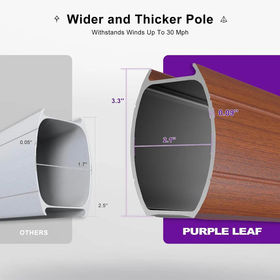 PURPLE LEAF Double Top Square Aluminium Umbrellas in Wood Color