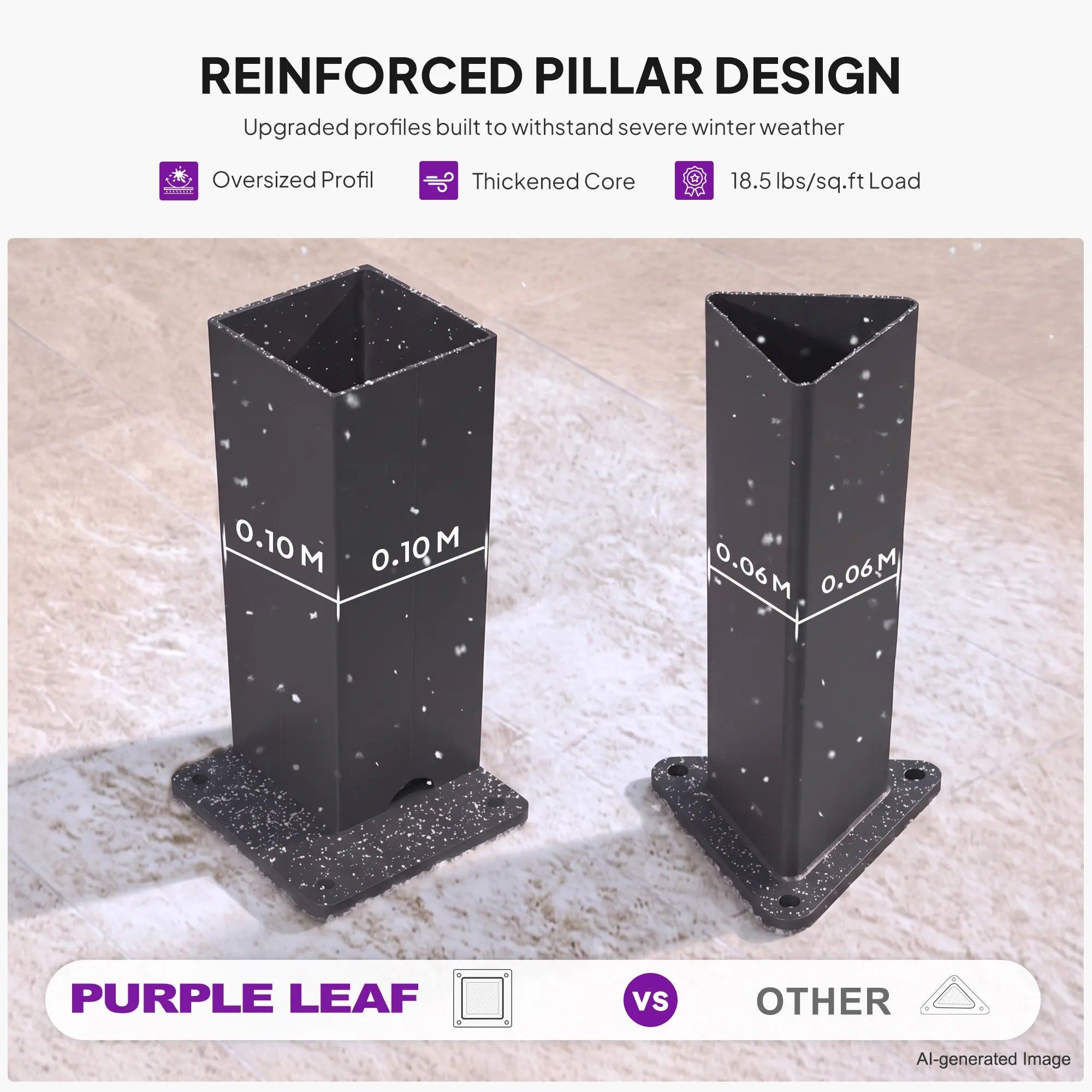 PURPLE LEAF Wall Mounted Gazebo with Grey Polycarbonate Roof Aluminum Frame Patio Cover for Porch